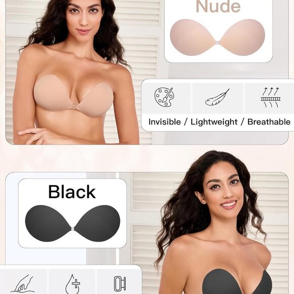 Adhesive Bra Sticky Strapless Invisible Push up Bras Silicone Backless Nipple Co - Picture 2 of 6